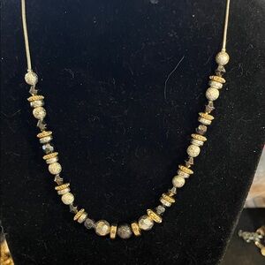 Nine West Gold, Black, and Silver Beaded Necklace
